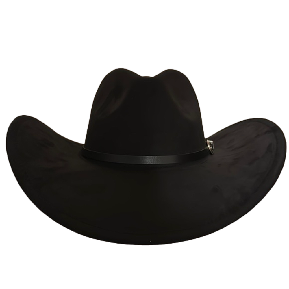 Olivia Black Suede Cowboy/Fendora Hat NEW